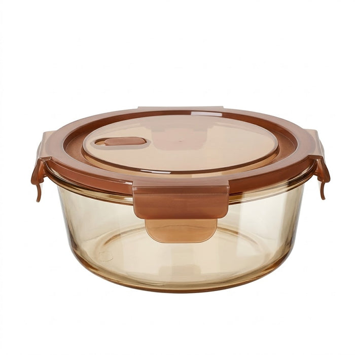 1000ml Amber Round Glass Lunch Box