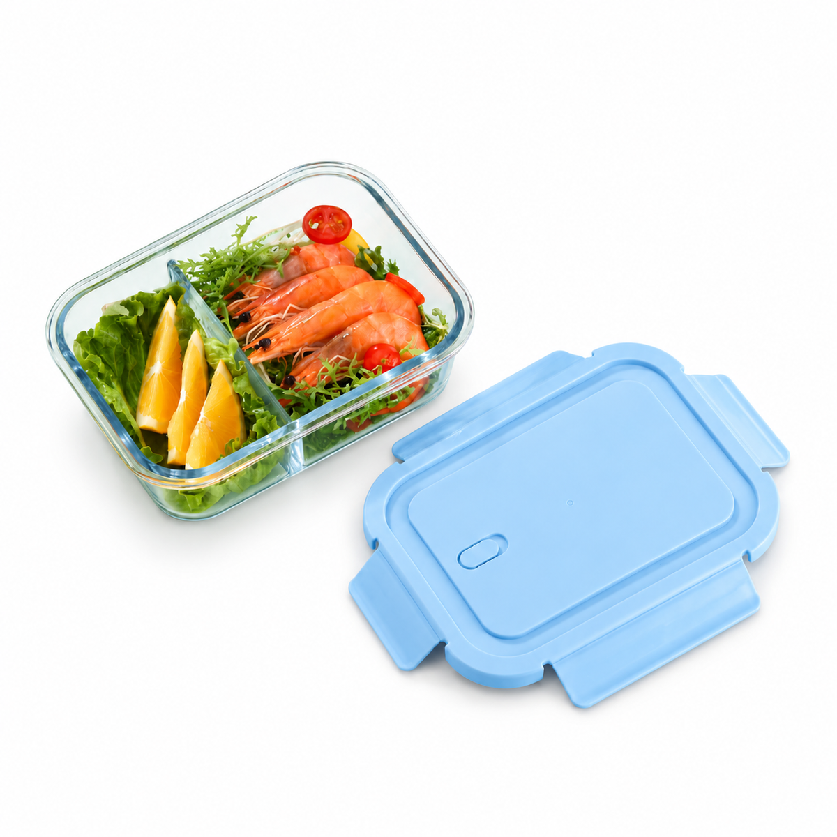1040ml Two-Compartment Borosilicate Glass Lunch Box