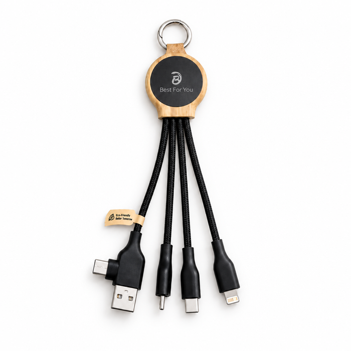 18W Bamboo Keyring Charging Cable