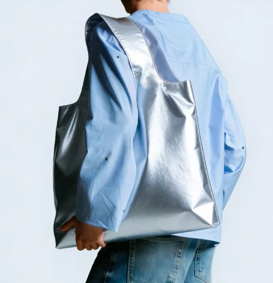 Metallic Foldaway Tote Bag - hover image