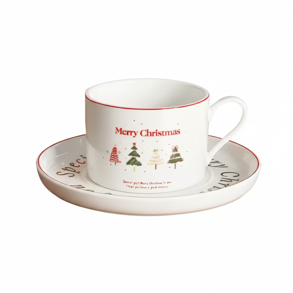 MerrySip Christmas Ceramic Tea Cup Set