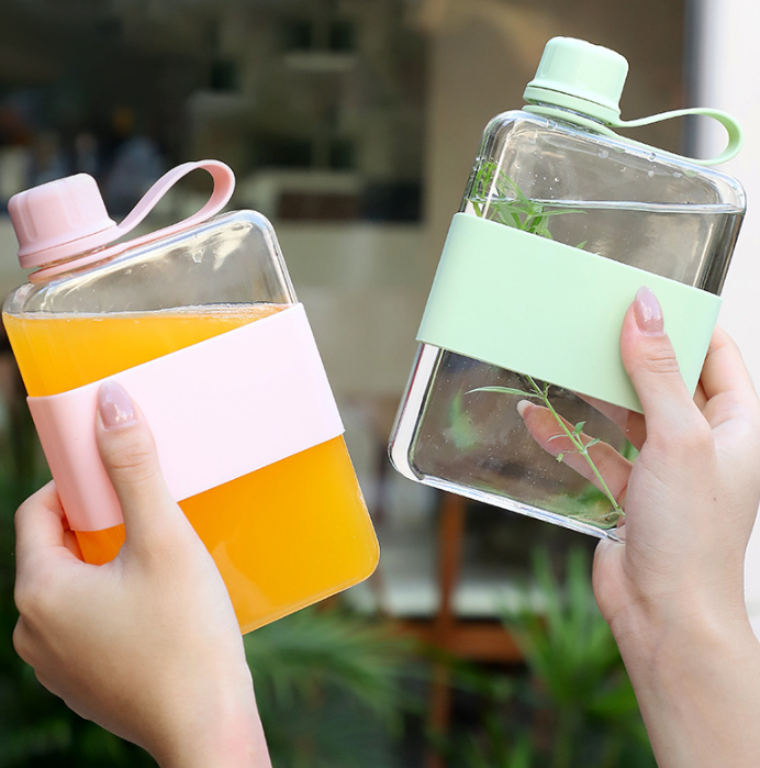 SlimSip 500ml Flat Water Bottle with Silicone Sleeve