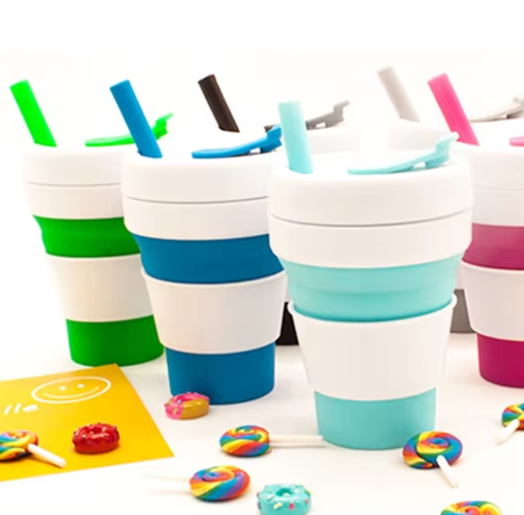 355ml Collapsible Pocket Mug with Straw