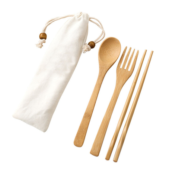 Premium Bamboo Travel Cutlery Set - hover image