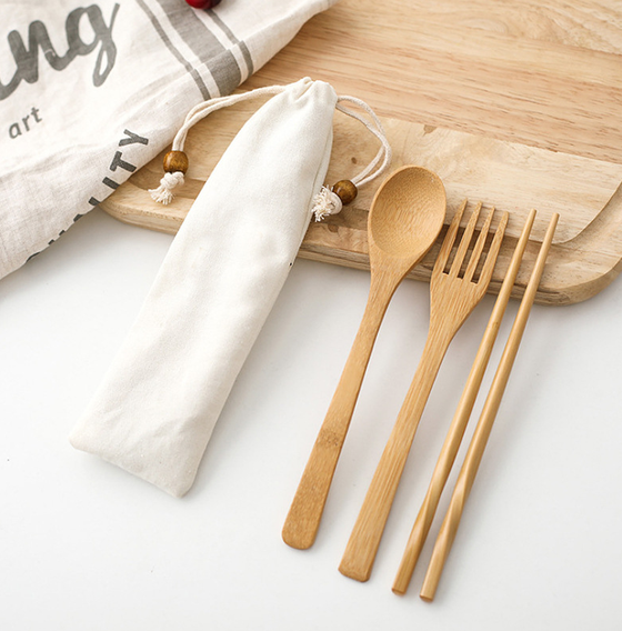 Premium Bamboo Travel Cutlery Set