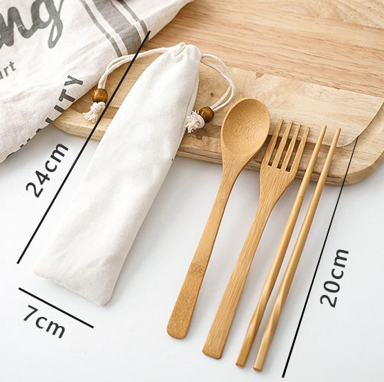 Premium Bamboo Travel Cutlery Set