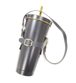 Adjustable PU Leather Cup Carrier