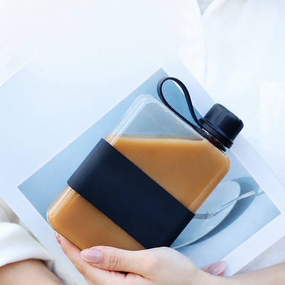 SlimSip 500ml Flat Water Bottle with Silicone Sleeve - hover image