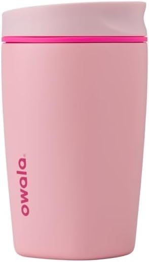 Owala SmoothSip Slider Insulated Stainless Steel Coffee Tumbler, Reusable Iced Coffee Cup, Hot Coffee Travel Mug, BPA Free 12 oz, Vanilla Bean
