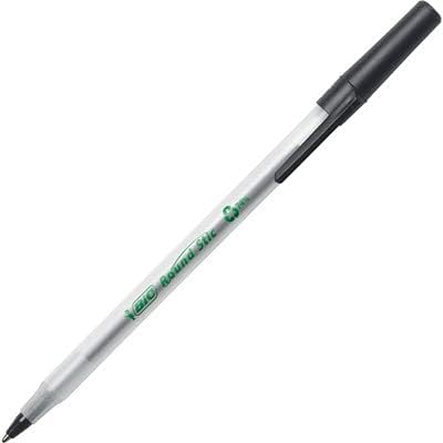 BIC Ecolutions Round Stic Ballpoint Pens, Medium Point (1.0mm), 50-Count Pack, Black Ink Pens Made from 97% Recycled Plastic