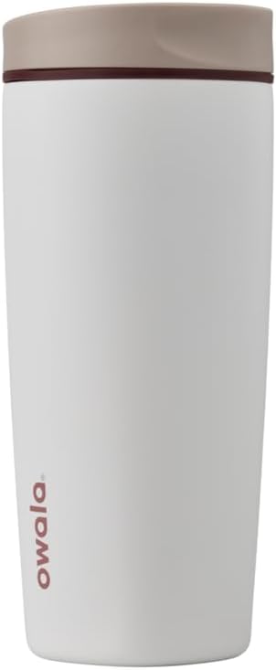 Owala SmoothSip Slider Insulated Stainless Steel Coffee Tumbler, Reusable Iced Coffee Cup, Hot Coffee Travel Mug, BPA Free 20 oz, Vanilla Bean