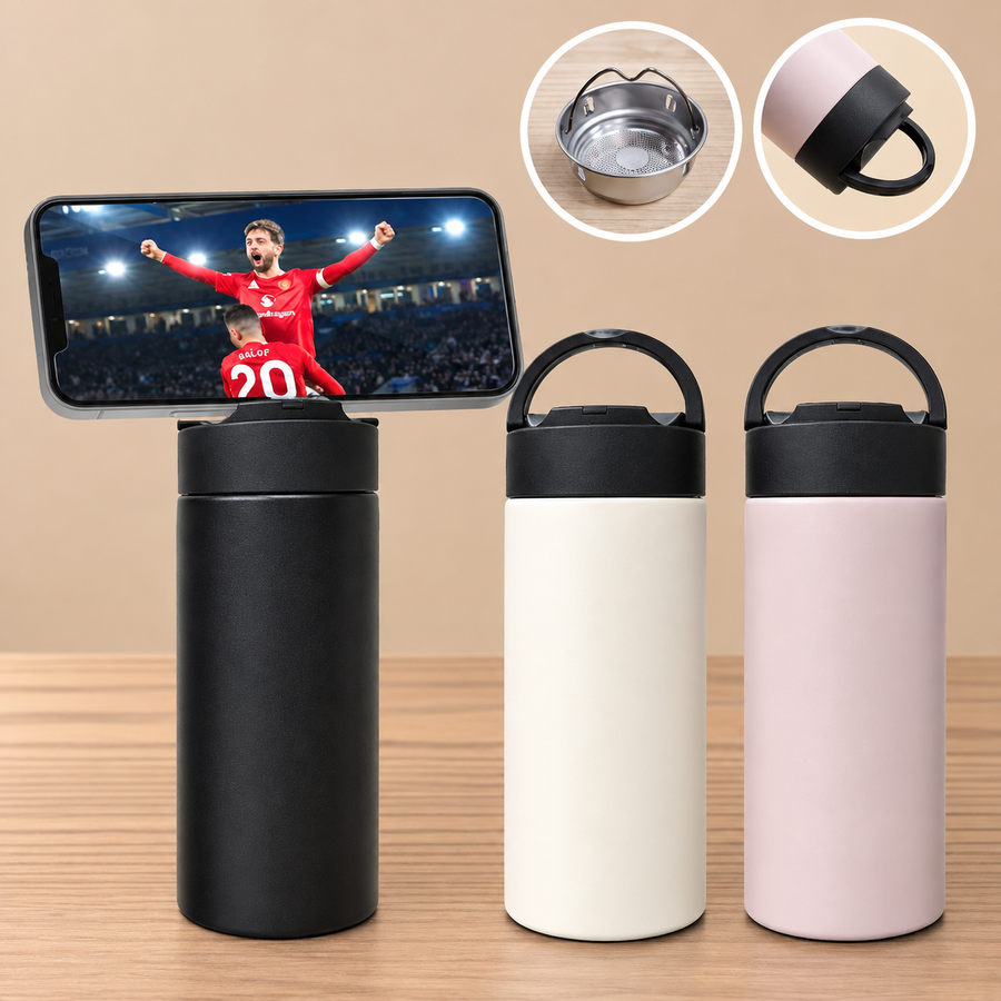 300ml Phone Stand Stainless Steel Vacuum Flask