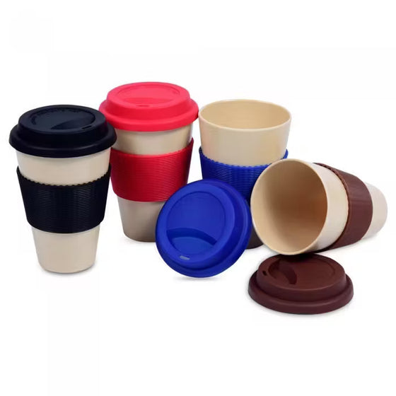 400ml Bamboo Fibre Mug with Lid & Sleeve - hover image
