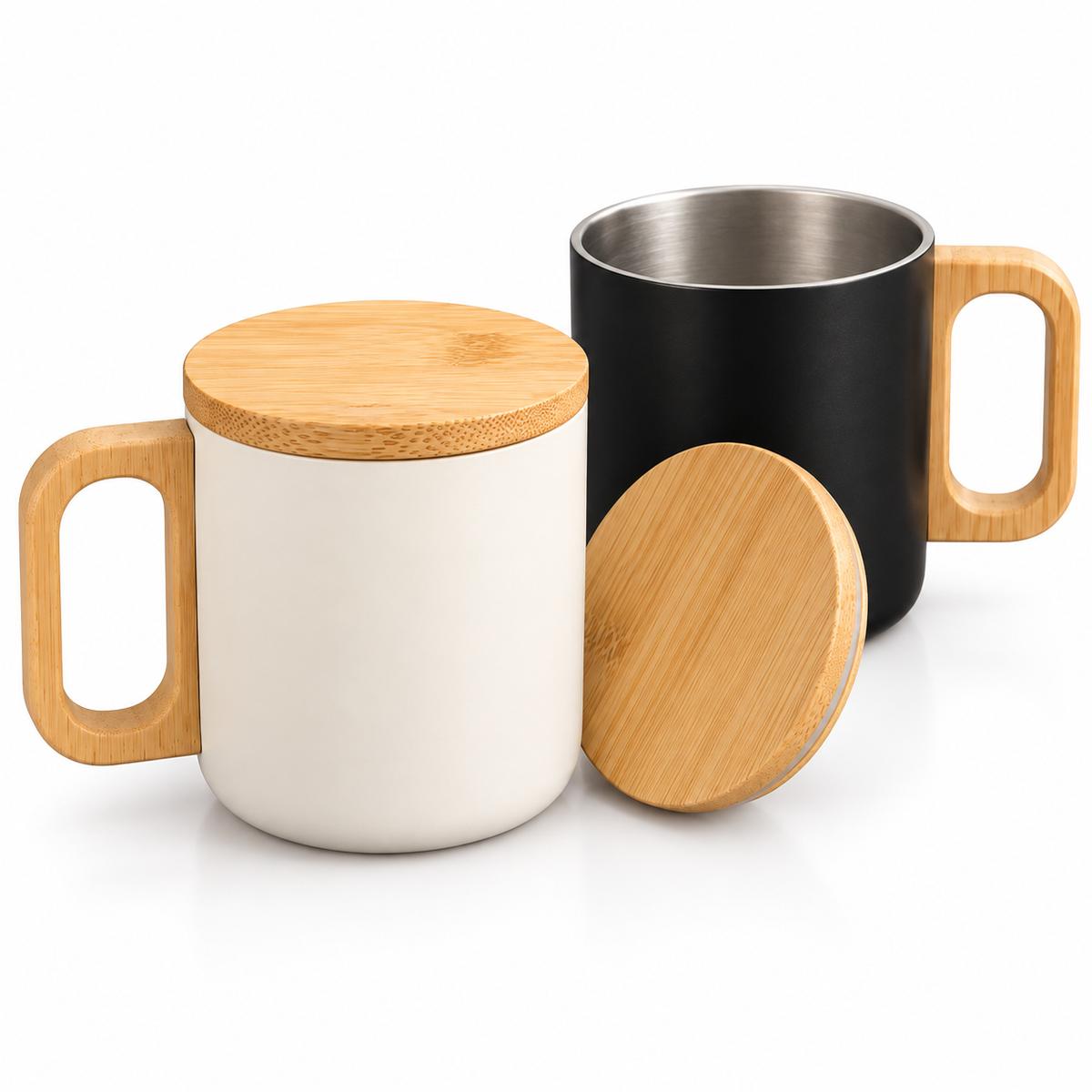 400ml WoodGrip Stainless Steel Mug