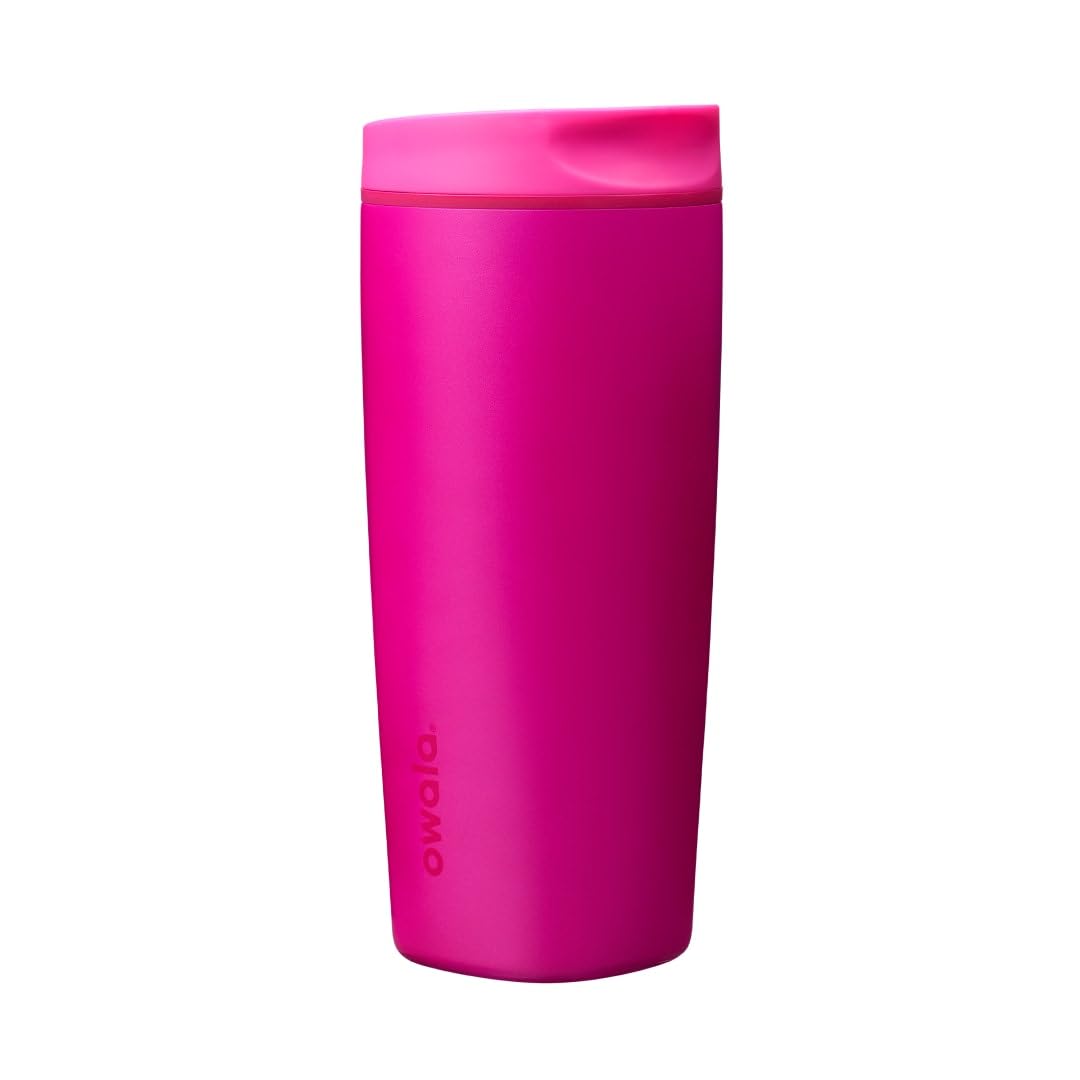 Owala SmoothSip Slider Insulated Stainless Steel Coffee Tumbler, Reusable Iced Coffee Cup, Hot Coffee Travel Mug, BPA Free 20 oz, Vanilla Bean