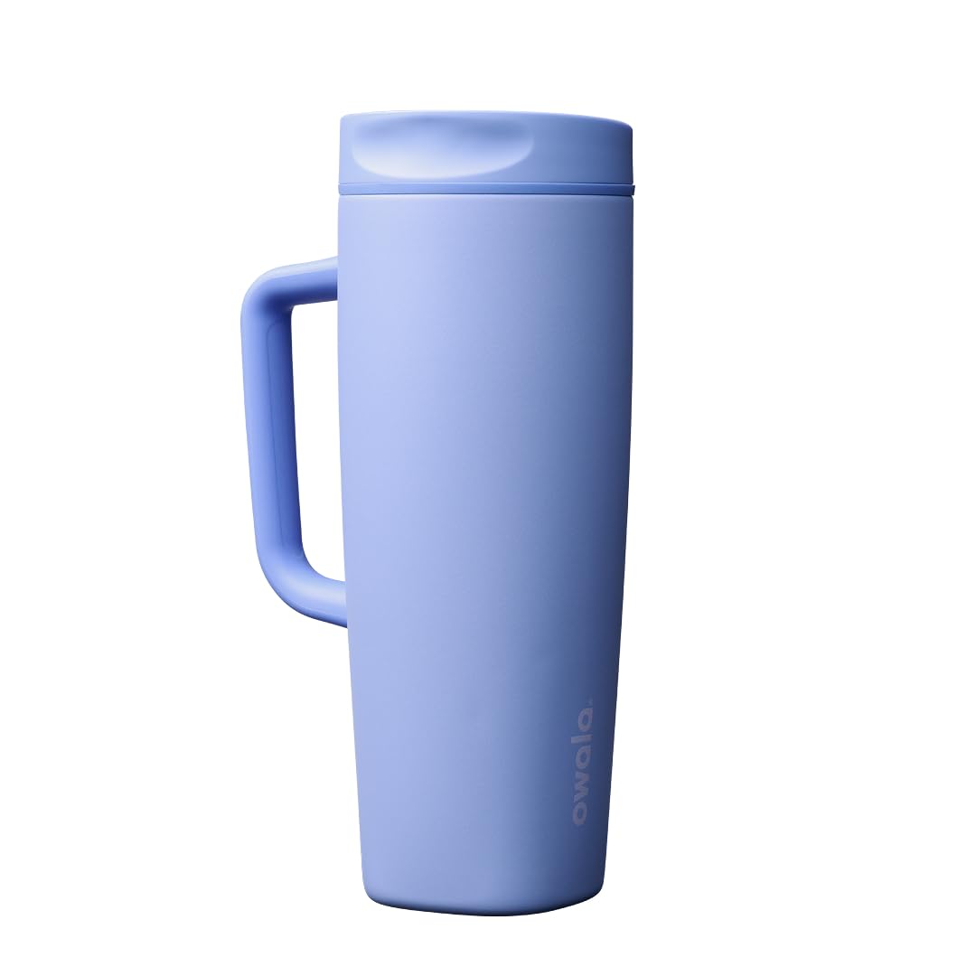 Owala SmoothSip Slider Insulated Stainless Steel Coffee Tumbler, Reusable Iced Coffee Cup, Hot Coffee Travel Mug, BPA Free 20 oz, Vanilla Bean