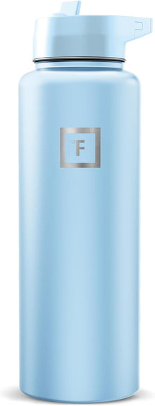 IRON °FLASK Camping & Hiking Hydration Flask with Straw, Wide Mouth Insulated Stainless Steel Sports Water Bottle - 40 oz Midnight Black
