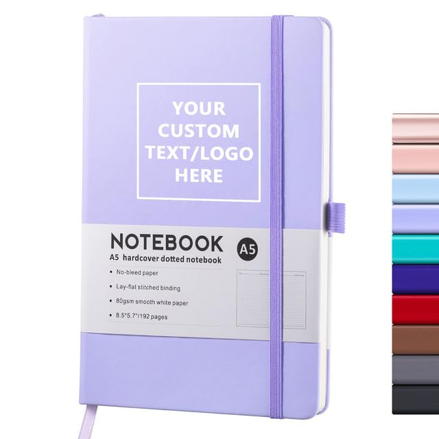 Personalized Notebook-Can Customize Logo/Text/Image, Customizable A5 Journal Notebook Daily Journals For Writing-192 Lined Pages 8.5 x 5.71 Inch,Black