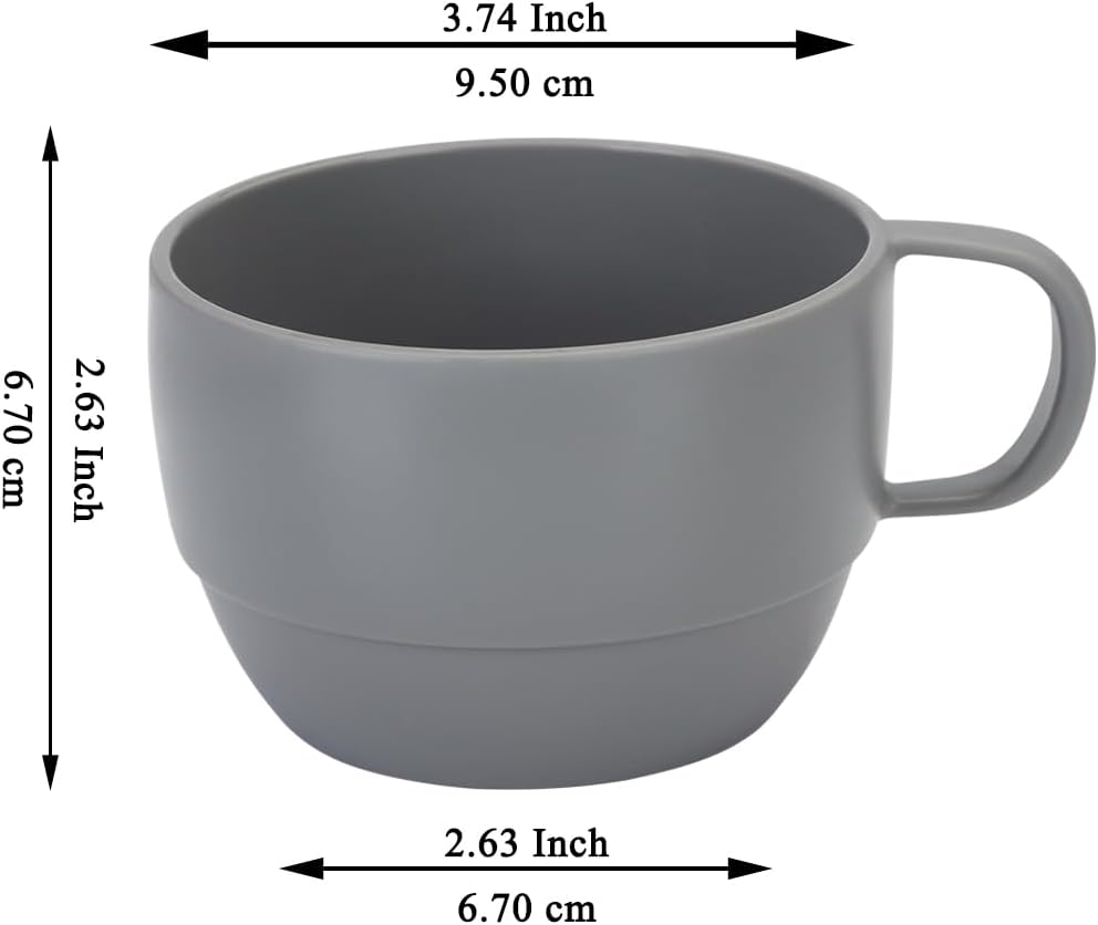 Coffee Mugs Set of 6, Coffee Cups 12oz, Durable Light Weight Plastic Mugs for Home, Outdoor, Picnic, Camping, Idea Birthday Gift