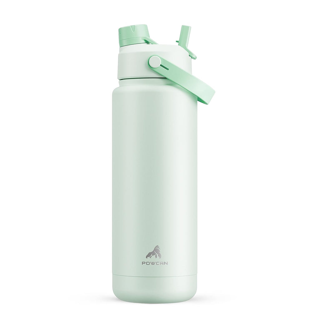 POWCAN 26 oz Insulated Water Bottle with 2-in-1 Straw and Spout Lid, Keep Cold 24H, Leak-Proof, Fits in Car Cup Holder, Stainless Steel Water Bottle for Sports, Travel, and School (Cotton Candy)
