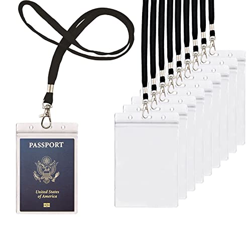 Passport Badge Holders with Extra PVC ID Card Holder and Woven Lanyards Ideal for Cruise and Vacation by CypesCrafts(2Pack Black Lanyards)