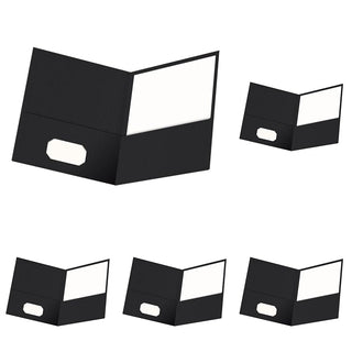 Oxford Twin-Pocket Folders, Textured Paper, Letter Size, Black, Holds 100 Sheets, Box of 25 (57506EE), 8-1/2 x 11