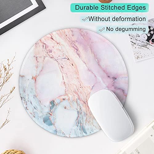 ITNRSIIET Marble Round Mouse Pad Pink Marble Customized Premium-Textured Washable Desktop Protection Mouse Mat with Non-Slip Rubber Base 7.87×7.87×0.12 inches, Pink Marble - hover image