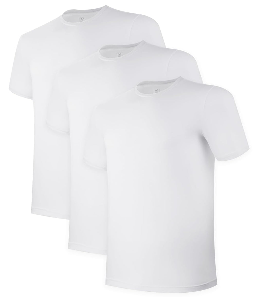 BAMBOO COOL Mens Undershirts Pack, Soft T Shirts for Men, Moisture Wicking Tees, Stretchy Breathable Crew Neck Inner Shirt