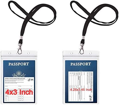 Passport Badge Holders with Extra PVC ID Card Holder and Woven Lanyards Ideal for Cruise and Vacation by CypesCrafts(2Pack Black Lanyards)
