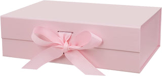 DaiUni 10.5"X7.5"X3.1" Pink Magnetic Gift Box with Lid and Ribbon for Presents