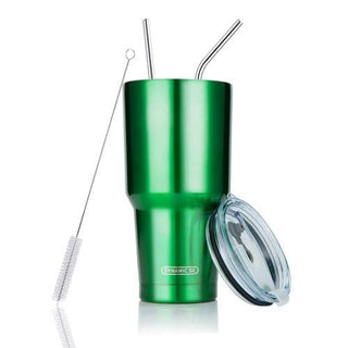 D·S 30oz Blue Tumbler Stainless Steel Double Wall Vacuum Insulated Mug with Straw and Lid, Cleaning Brush for Cold and Hot Beverages