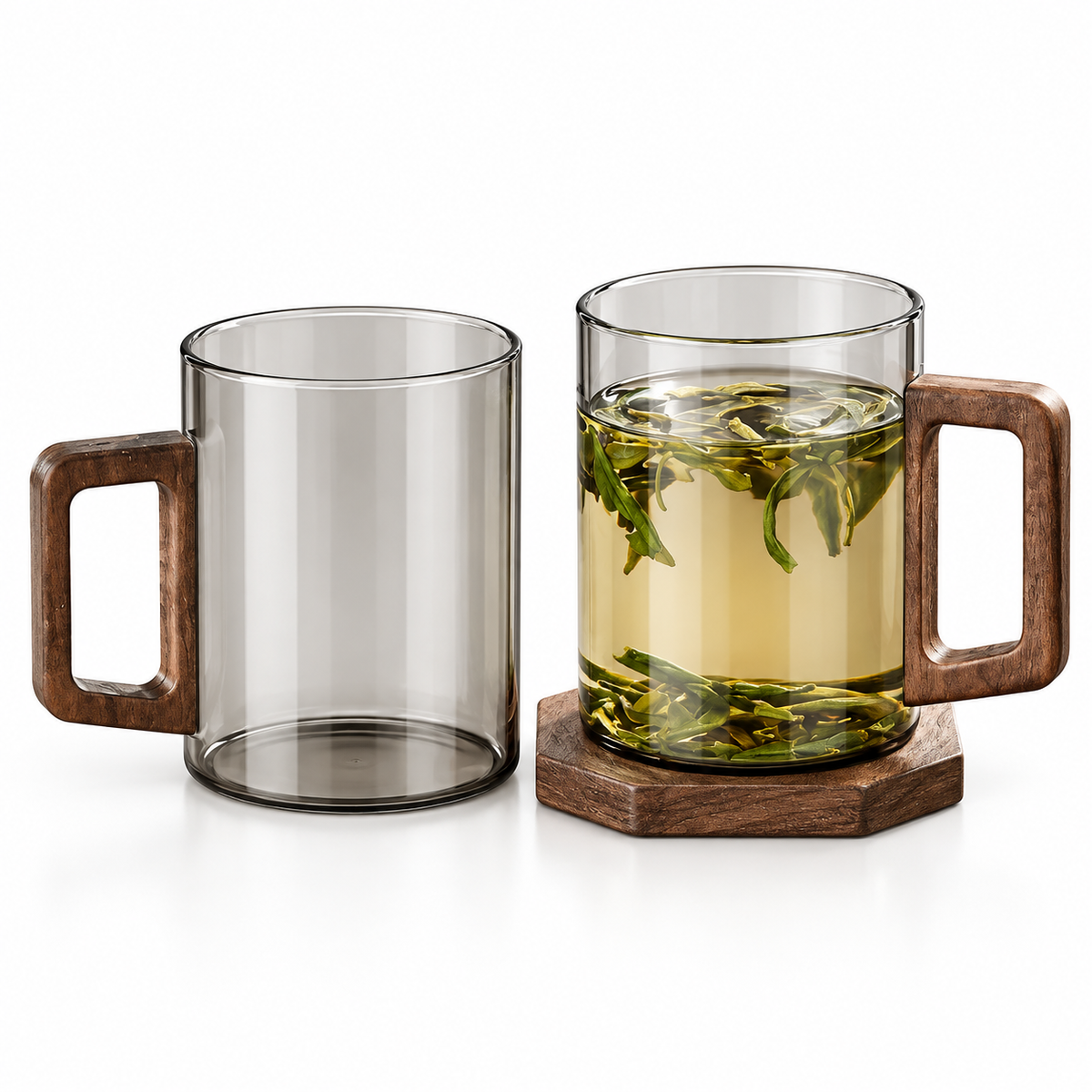500ml WoodGrip Glass Mug