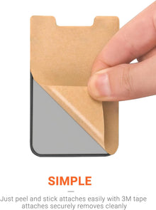 OBVIS Cell Phone Pocket Self Adhesive Card Holder Stick On Wallet Sleeve with Adhesive ID Credit Card ATM Card Holder for iPhone Android 2 PACK BLACK