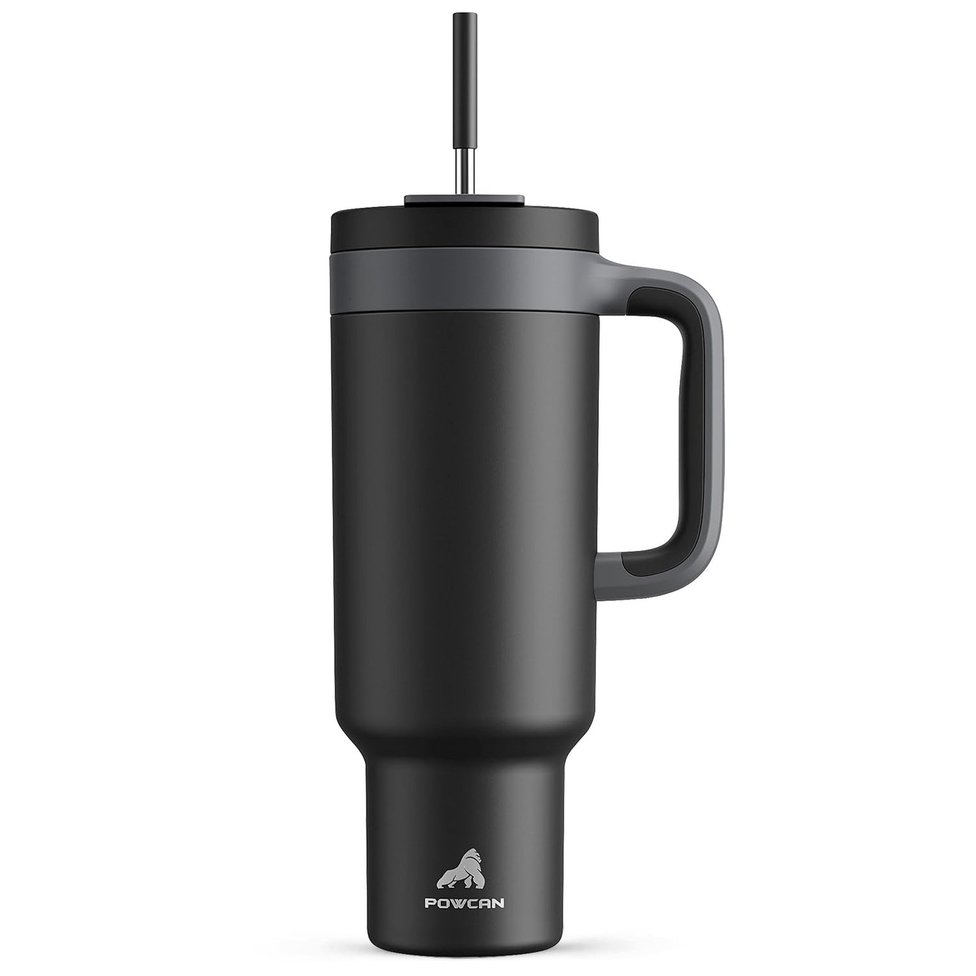 POWCAN 40 oz Tumbler with Handle, 2-in-1 Straw and Sip Lid, Leakproof, Dishwasher Safe, Insulated Stainless Steel Travel Coffee Mug, Keeps Cold for 34 Hours, Fits in Car Cup Holder (Midnight)