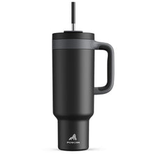 POWCAN 40 oz Tumbler with Handle, 2-in-1 Straw and Sip Lid, Leakproof, Dishwasher Safe, Insulated Stainless Steel Travel Coffee Mug, Keeps Cold for 34 Hours, Fits in Car Cup Holder (Midnight)