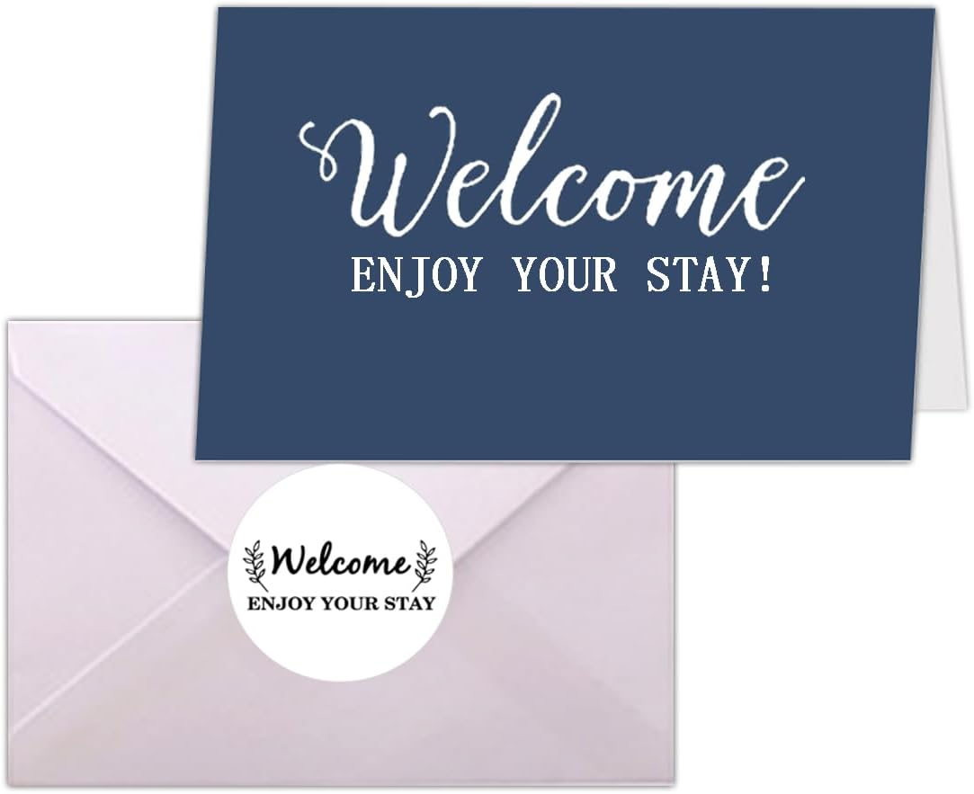 Besttile Hotel & Motel Greeting Cards,4x6 inch Welcome Enjoy Your Stay Welcome Guests Card with Envelope,20 Pcs Per Pack