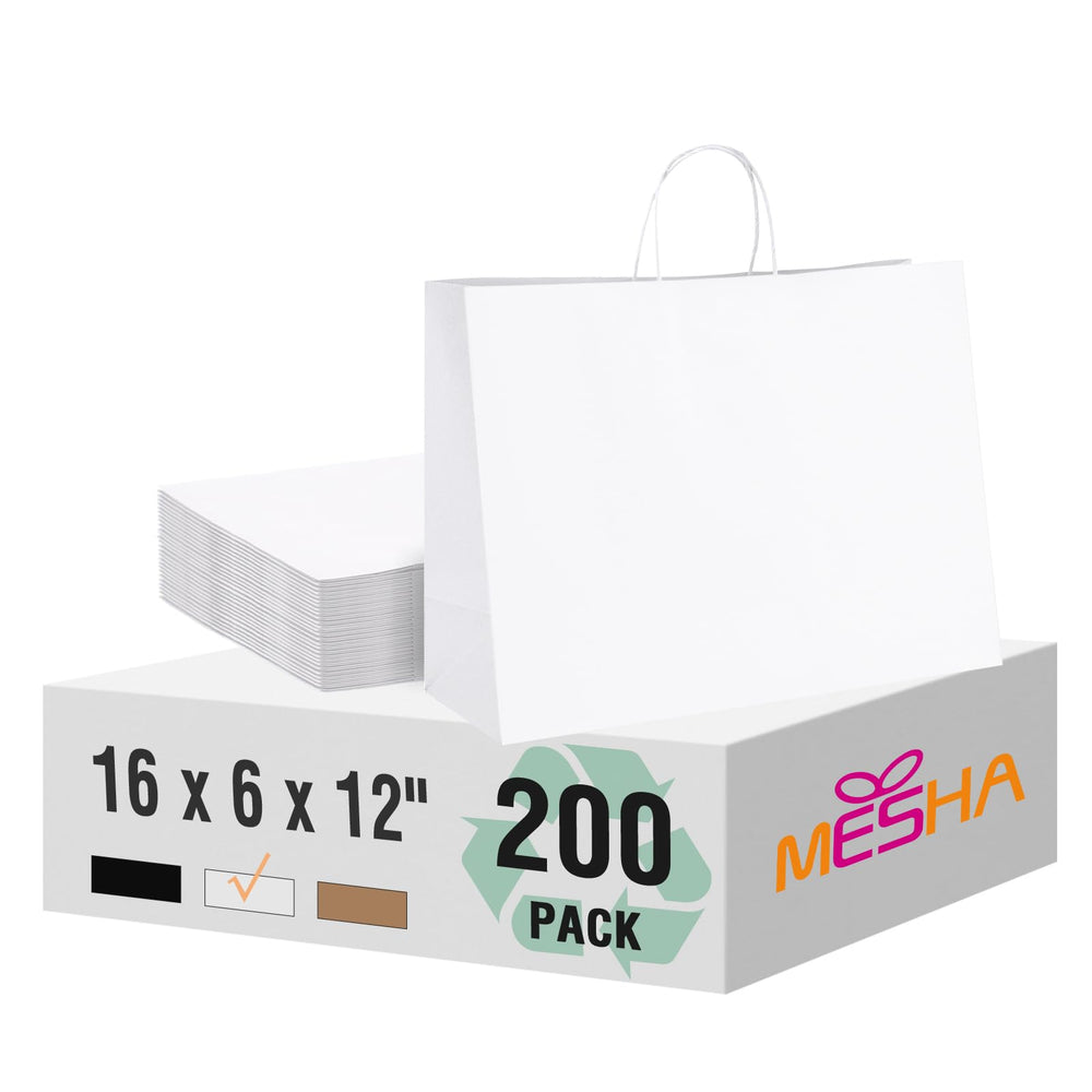 MESHA Brown Paper Bags 8x4.25x10.5 Inch 20Pcs, Paper Bags with Handles, Sturdy Brown Gift Bags for Retail, Birthday Party Favors, Shopping, Small Business (Made in USA)