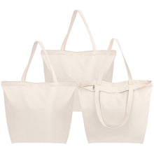 Segarty 6 Packs Canvas Tote Bag with Zipper, 16x13 inch Reusable Washable Grocery Shopping Bags with Handle Plain Canvas Totes for Women Teacher DIY Art Crafts Painting Embroidery Decoration