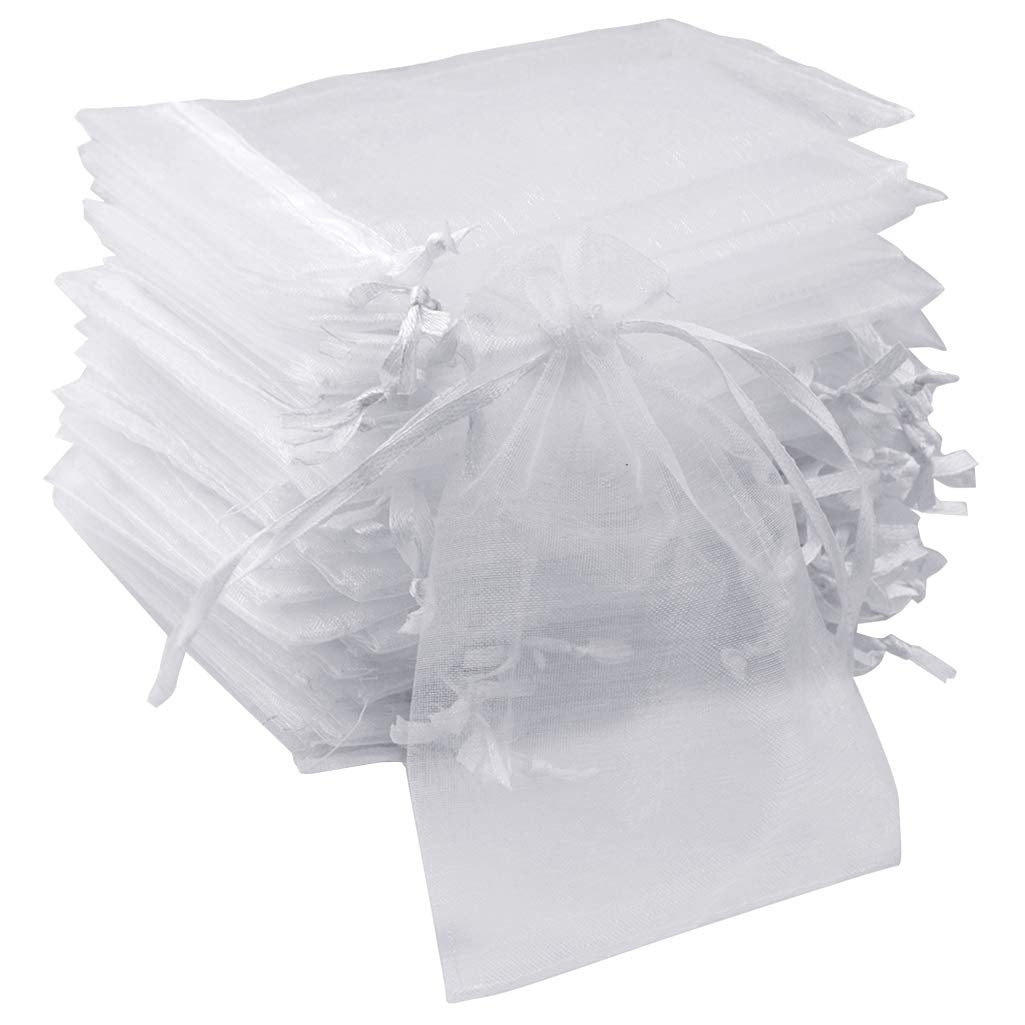 Tojwi 50pcs Organza Bags-Mix Color 3.54''x4.33''(9x11cm) Satin Drawstring Organza Pouch Wedding Party Favor Gift Bag Jewelry Watch Bags