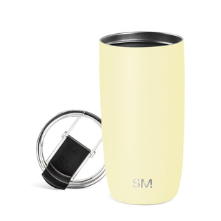 Simple Modern Voyager Tumbler with Flip Lid | Travel Coffee Mug | Insulated Stainless Steel Cold Brew Iced or Hot Coffee Cup | Gifts for Women Men Her Him | 16oz, Almond Birch