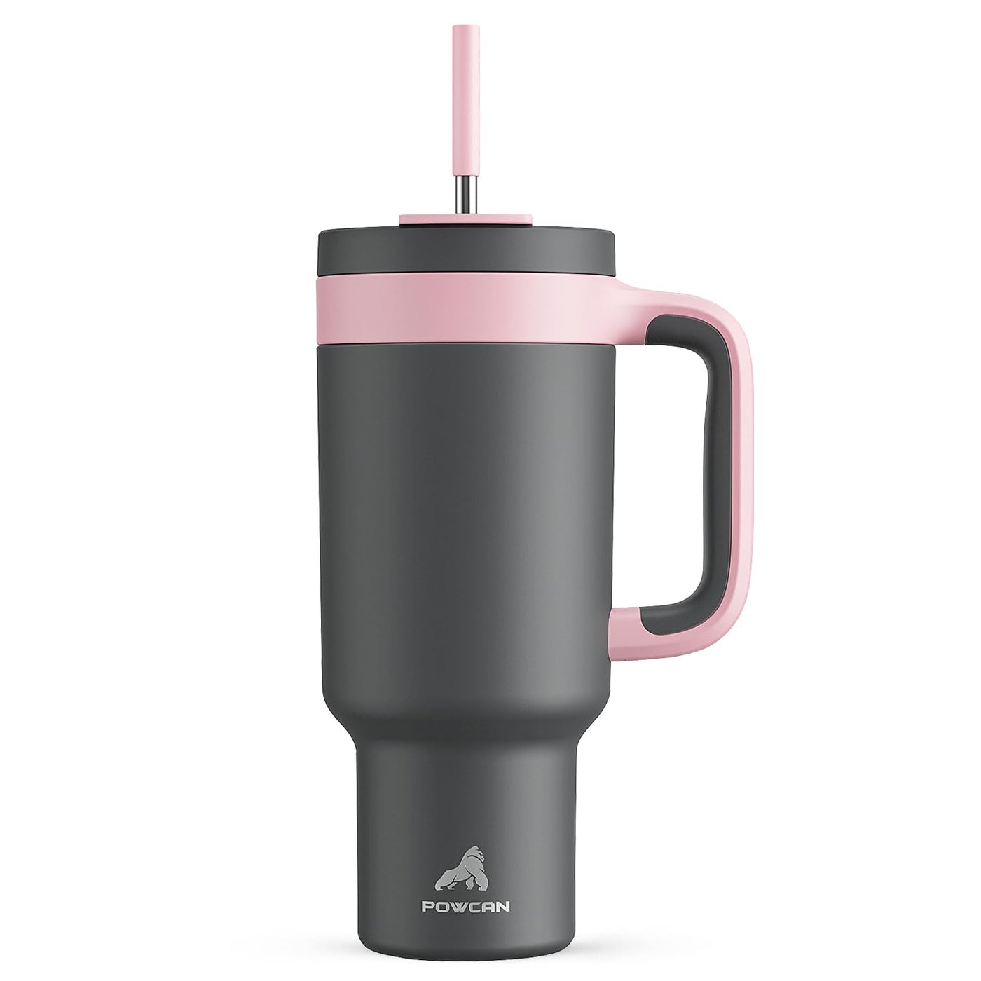 POWCAN 40 oz Tumbler with Handle, 2-in-1 Straw and Sip Lid, Leakproof, Dishwasher Safe, Insulated Stainless Steel Travel Coffee Mug, Keeps Cold for 34 Hours, Fits in Car Cup Holder (Midnight)
