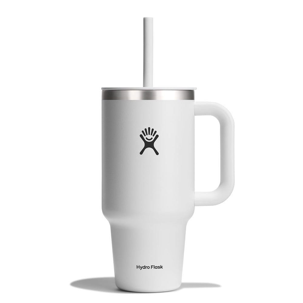 Hydro Flask Travel Tumbler with Handle, Lid and Straw - Insulated Stainless Steel in 32 Oz Trillium
