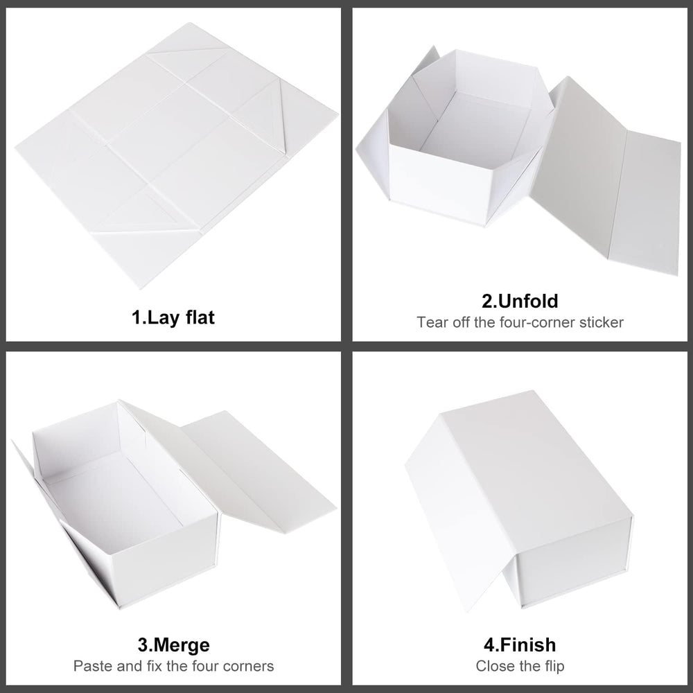 White Gift Box 10" x 6" x 3" with Magnetic Closure Lid Gift Boxe for Presents,Bridesmaid Gifts Boxes,Cute Box,Birthday Box,Luxury for Gift Packaging, Magnetic Gift Boxe for Wrapping Gifts (White)