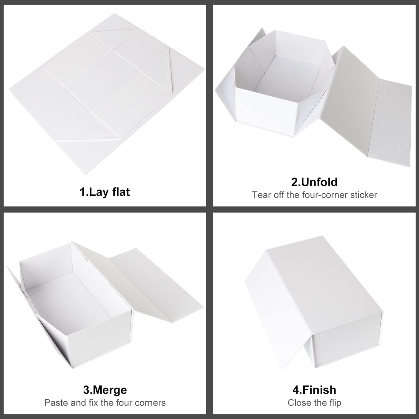 White Gift Box 10" x 6" x 3" with Magnetic Closure Lid Gift Boxe for Presents,Bridesmaid Gifts Boxes,Cute Box,Birthday Box,Luxury for Gift Packaging, Magnetic Gift Boxe for Wrapping Gifts (White)