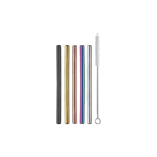 Ello Impact 8 Pack Reusable Plastic Straws, Dishwasher Safe, BPA-Free with Cleaning Brush,Rosewater