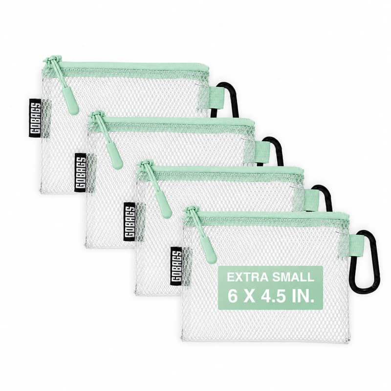 GOBAGS Air Production Multi‑Size Clear Zipper Pouch (4‑Pack) – Cable Organizer & Travel Gear Bag for Electronics, Camera Accessories, Tool Pouch & Small Tech Storage