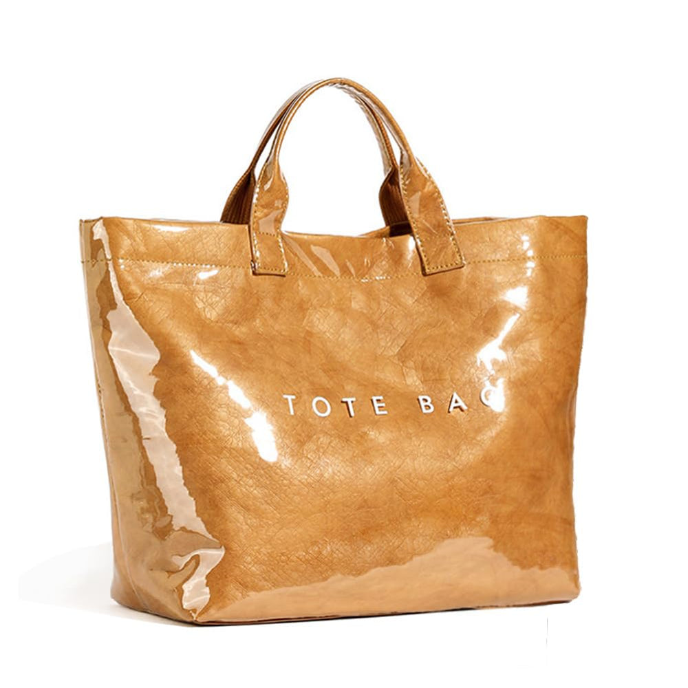 KAMEILONG Women's Large PVC Tote Bag Letters Print Handbags Paper Shoulder Bag Clear Shopping Hobo Bag