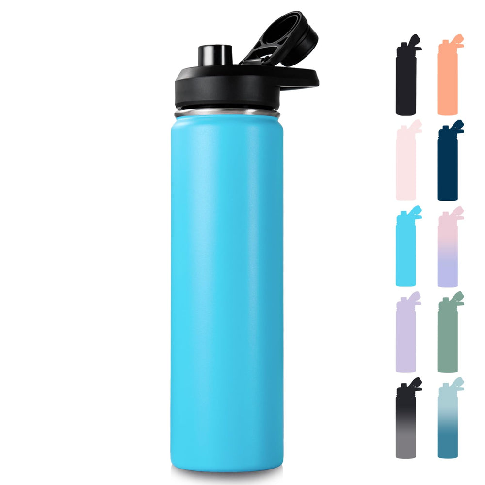 Fijinhom 18 oz Insulated Water Bottle with Handle, 304 Stainless Steel Water Bottles with Wide Mouth, Double Wall Vacuum Sports Water Bottle, BPA Free, Keep Cold and Hot, Pink