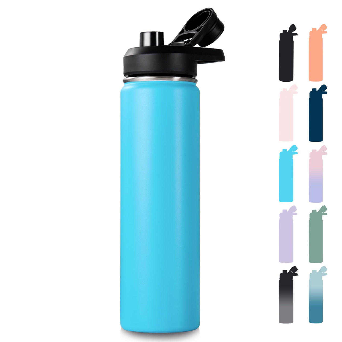 Fijinhom 18 oz Insulated Water Bottle with Handle, 304 Stainless Steel Water Bottles with Wide Mouth, Double Wall Vacuum Sports Water Bottle, BPA Free, Keep Cold and Hot, Pink