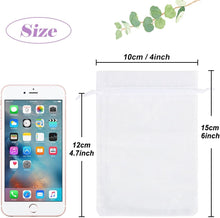 HRX Package 100pcs White Organza Bags, 4x6 inch Mesh Bags Drawstring Gift Bags Jewelry Pouches for Candy Wedding Favors Christmas